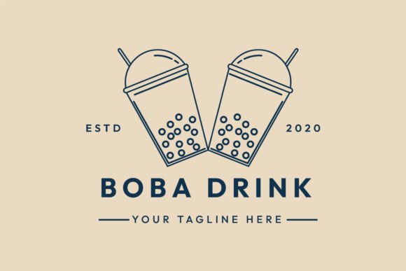 Boba Drink Line Art Logo, Icon & Symbol: Graphics for Modern Logos