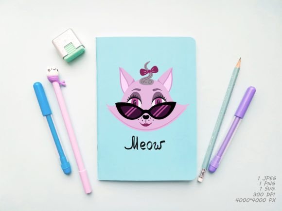 Cute Cat with Meow: Graphics & Illustrations for Playful Branding