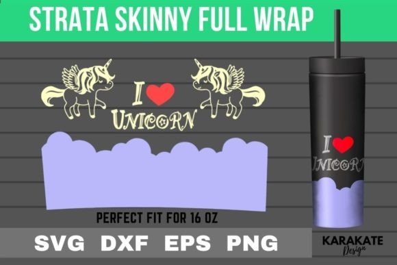 I Love Unicorn, 16 Oz Strata Skinny Wrap