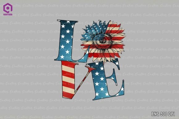 LOVE Sublimation 4th of July Graphics for Crafts
