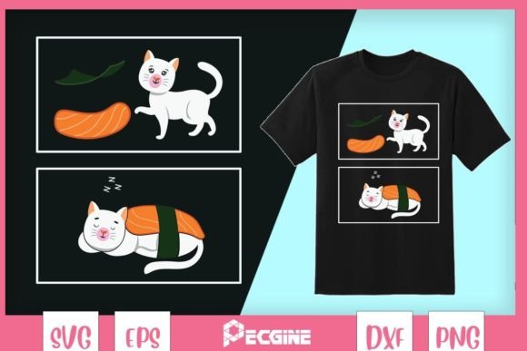 Ramen Cat Kawaii Anime Japanese Graphics for T-Shirt Designs