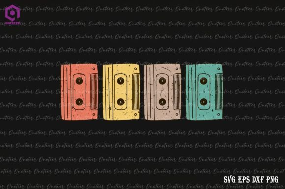 Retro 80s Vintage Cassette Tape Graphics for Crafts