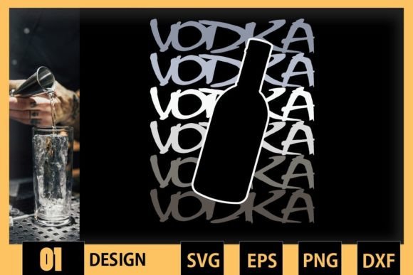 Vintage Retro Vodka Bartender Graphics for Crafts