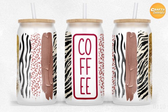 Zebra Print 16 Oz Libbey Glass Can Graphics